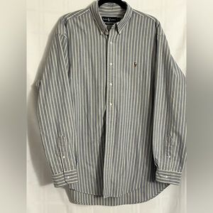 Ralph Lauren  Tan Pony Classic Fit Mens Button Down Size XL Light Blue Yellow￼